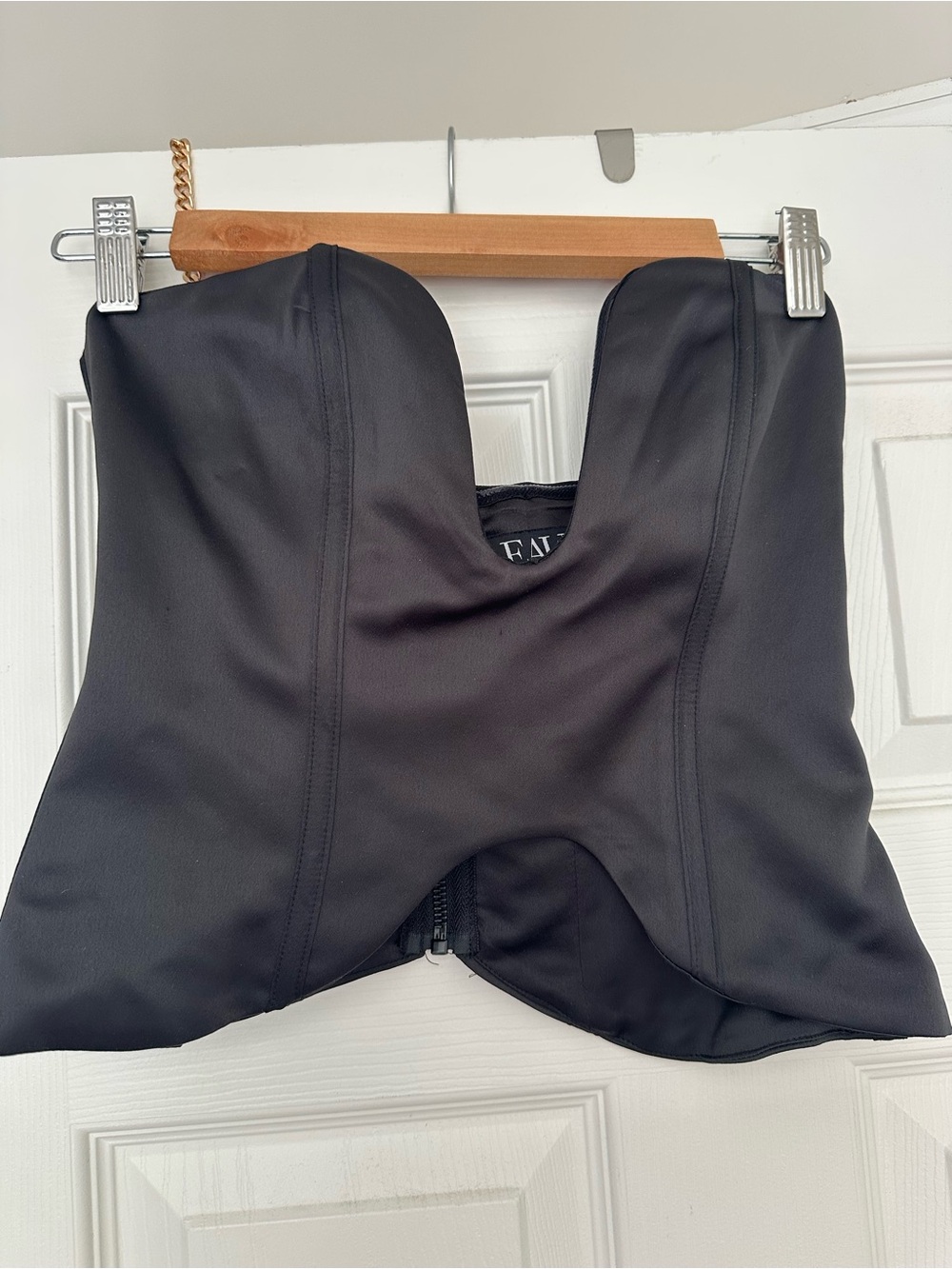 Black Satin Plunge Corset